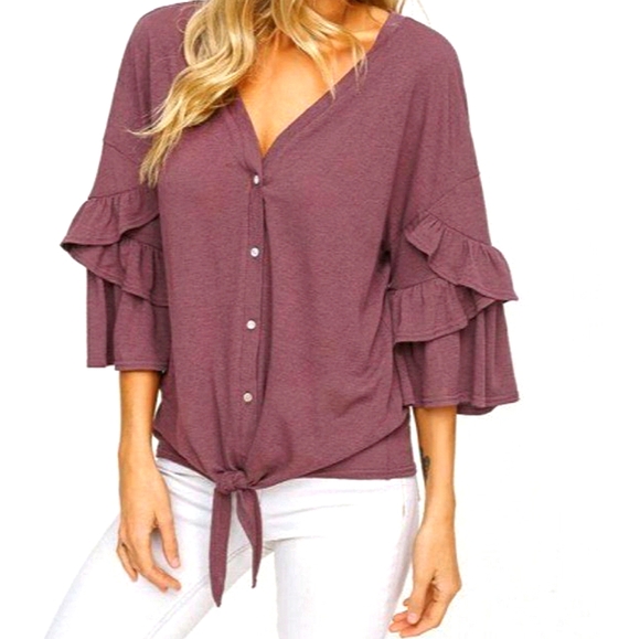 🆕️ Listicle Ruffle Top | Purple - Picture 1 of 6